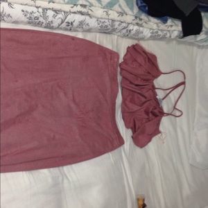 Suede skirt and mini top